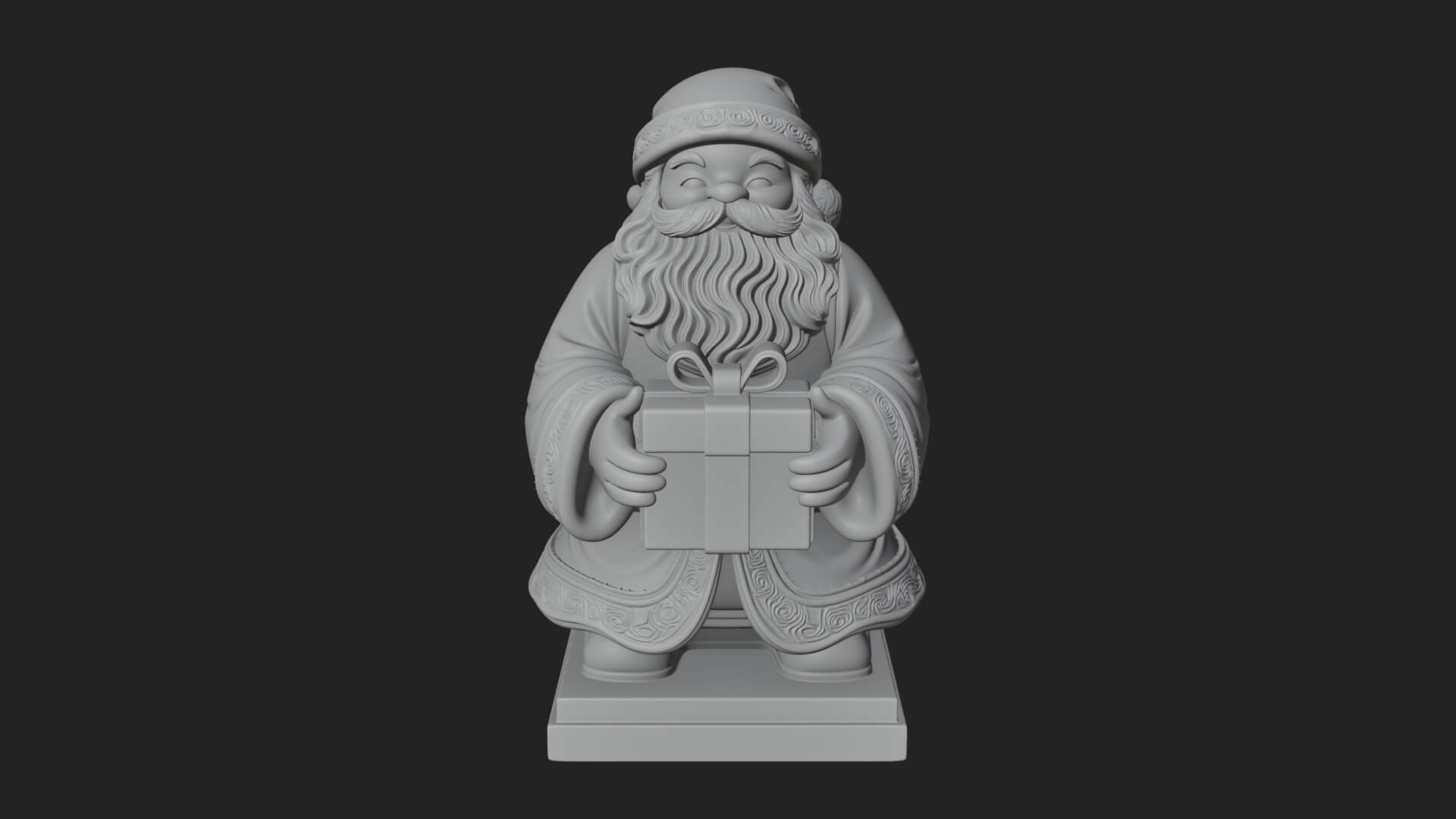 Gift Holding Santa Statue Design 1 3D Print Model 3D Model