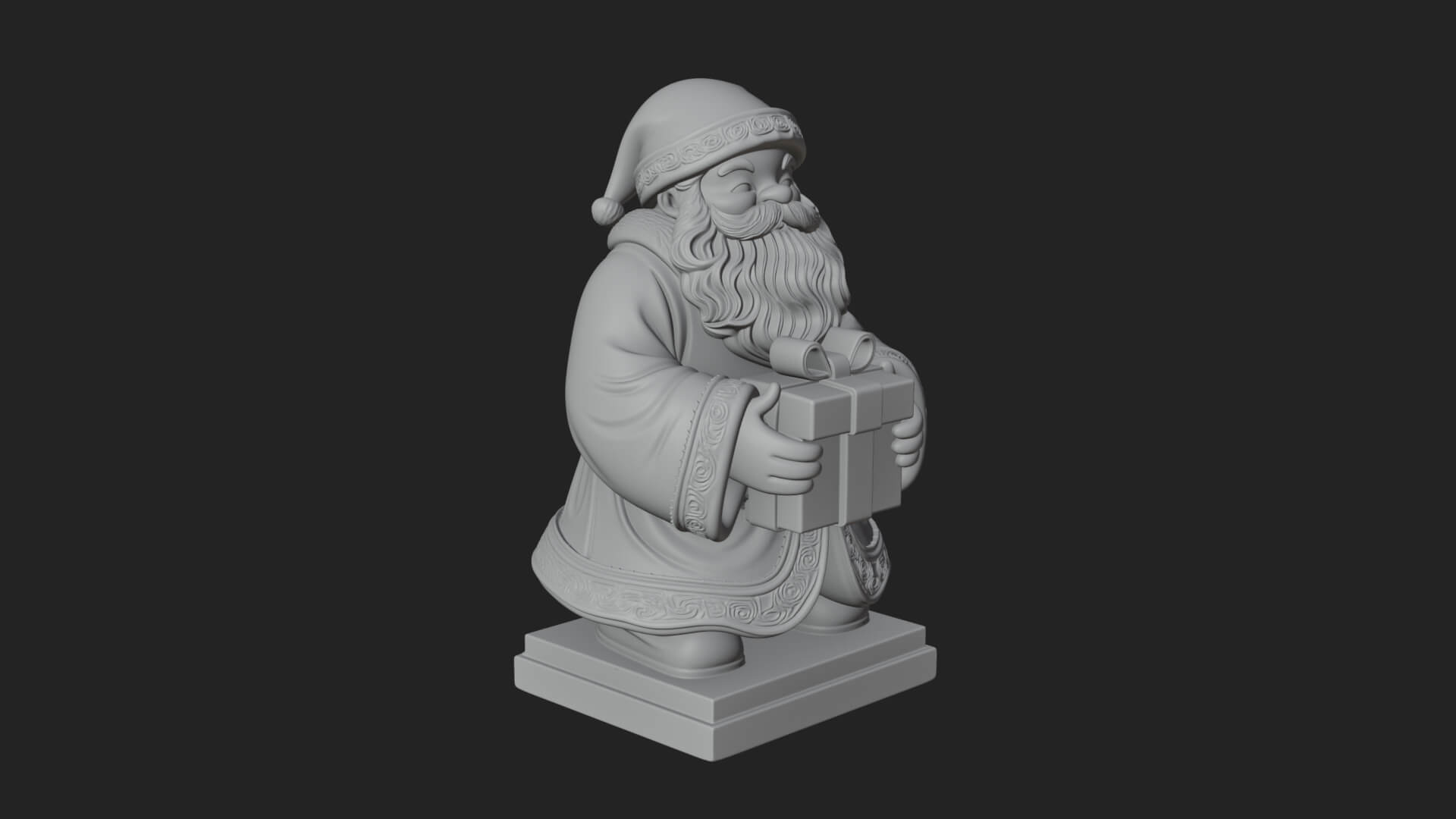 Gift Holding Santa Statue Design 1 3D Print Model 3D Model
