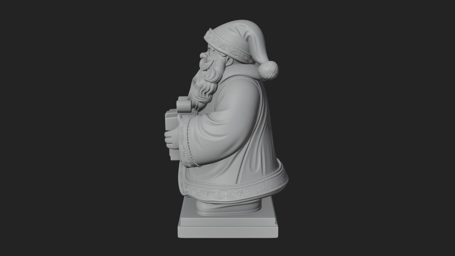 Gift Holding Santa Statue Design 1 3D Print Model 3D Model