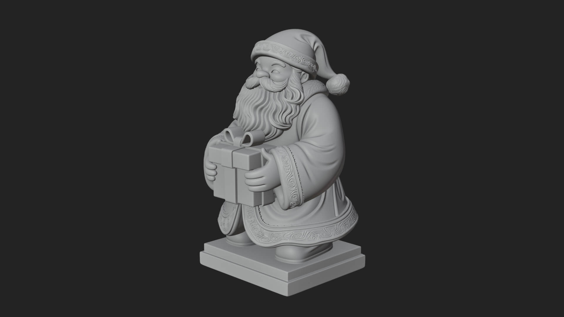 Gift Holding Santa Statue Design 1 3D Print Model 3D Model