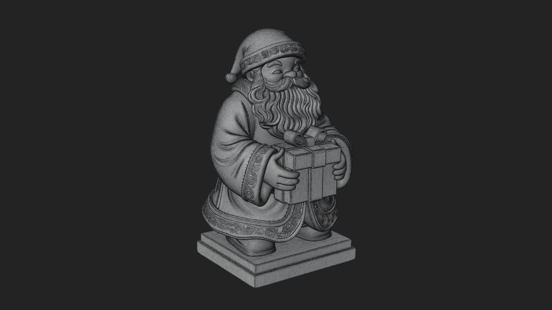 Gift Holding Santa Statue Design 1 3D Print Model 3D Model