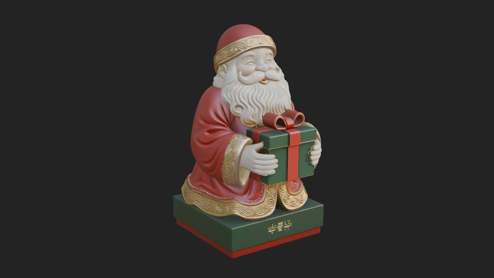 Gift Holding Santa Statue Design 2 3D Print Model 3D Model