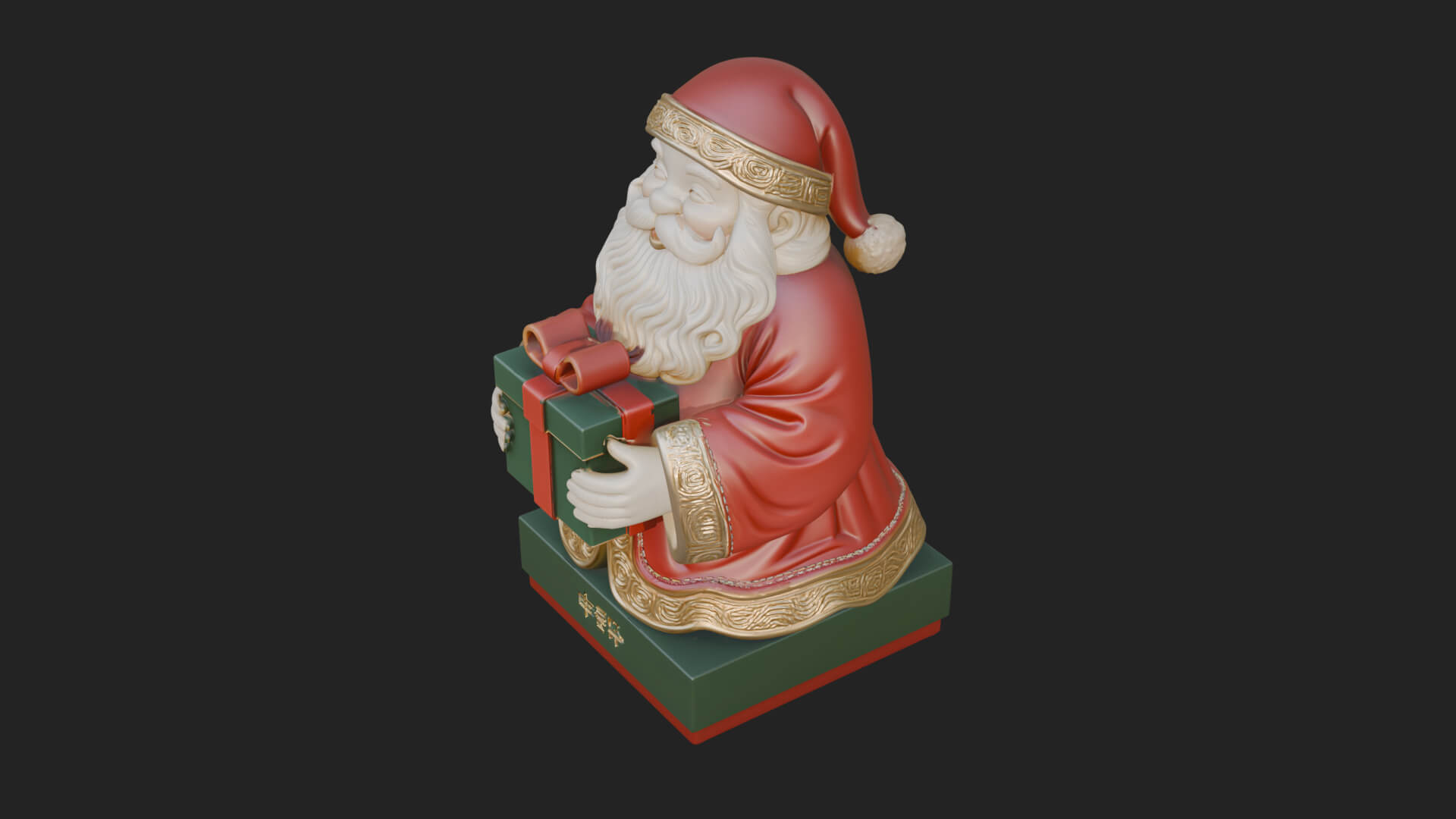 Gift Holding Santa Statue Design 2 3D Print Model 3D Model