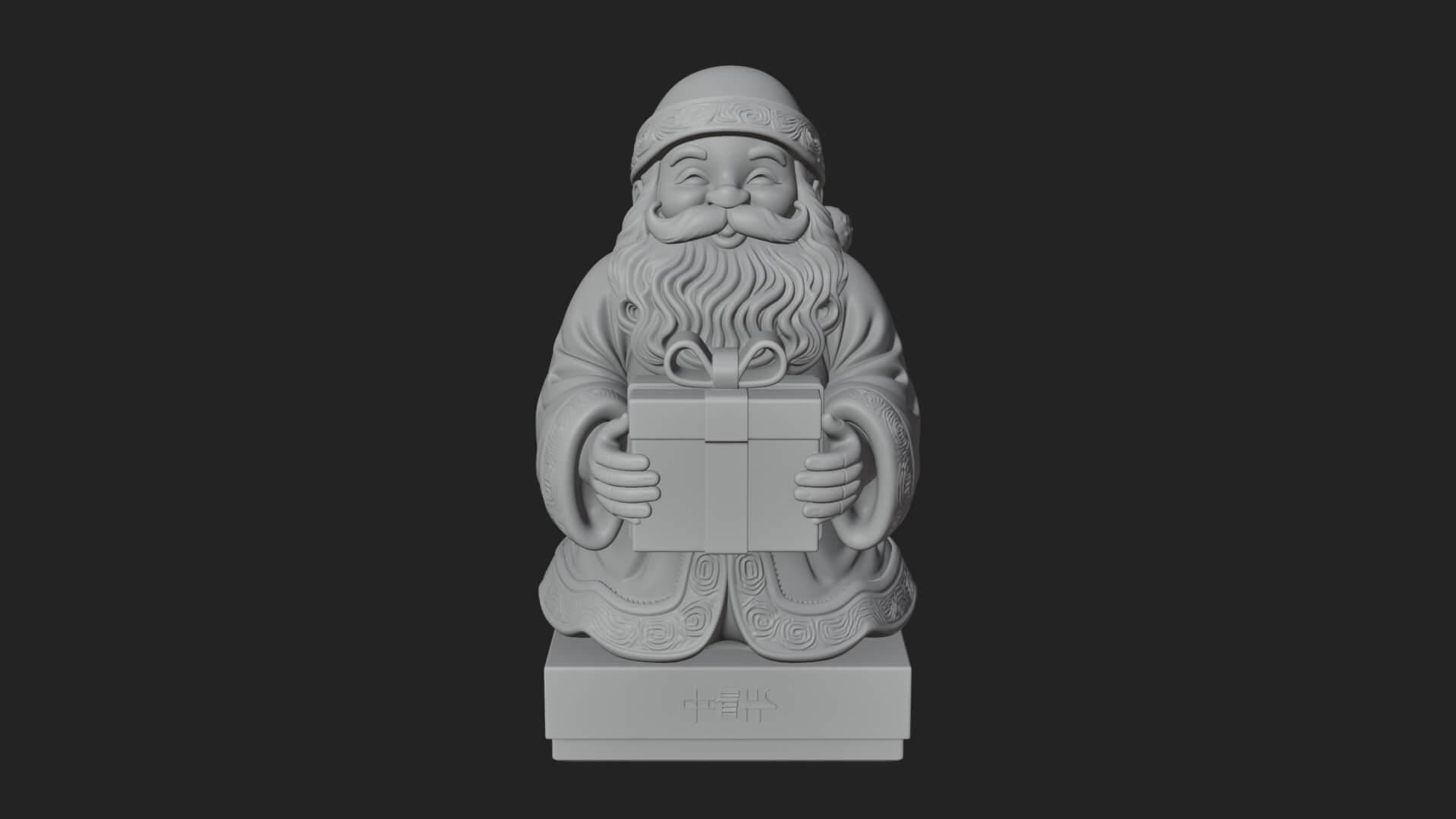 Gift Holding Santa Statue Design 2 3D Print Model 3D Model