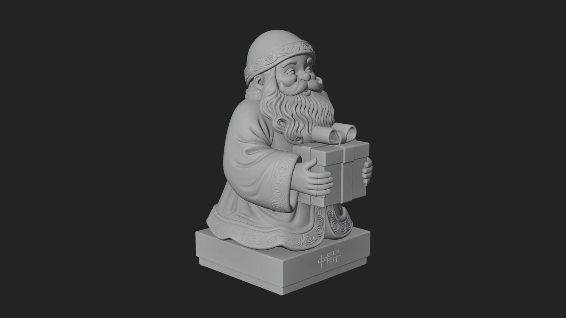 Gift Holding Santa Statue Design 2 3D Print Model 3D Model