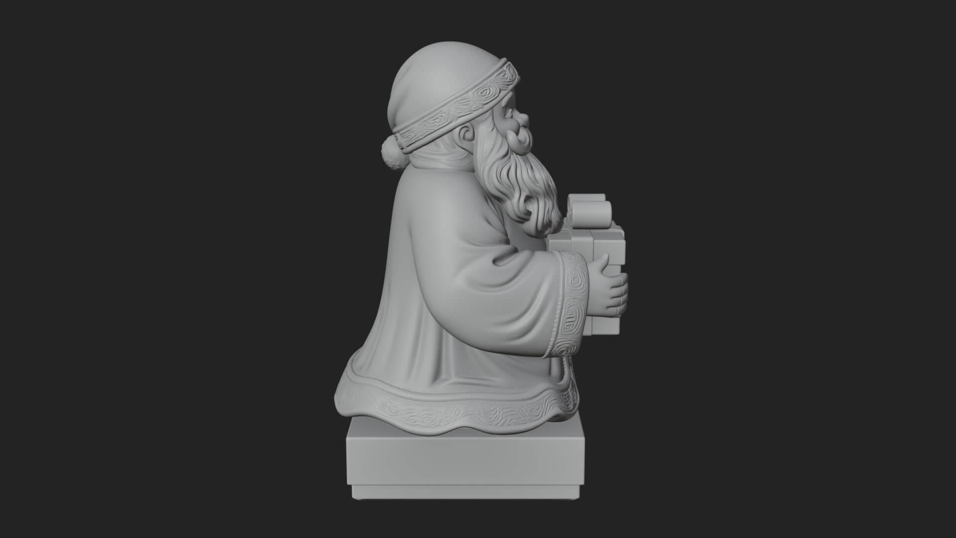 Gift Holding Santa Statue Design 2 3D Print Model 3D Model