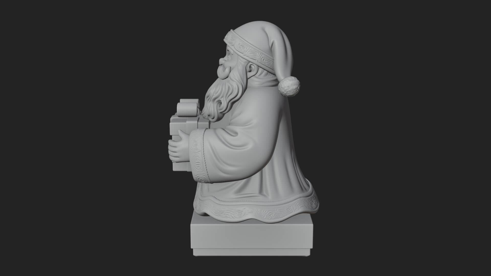 Gift Holding Santa Statue Design 2 3D Print Model 3D Model