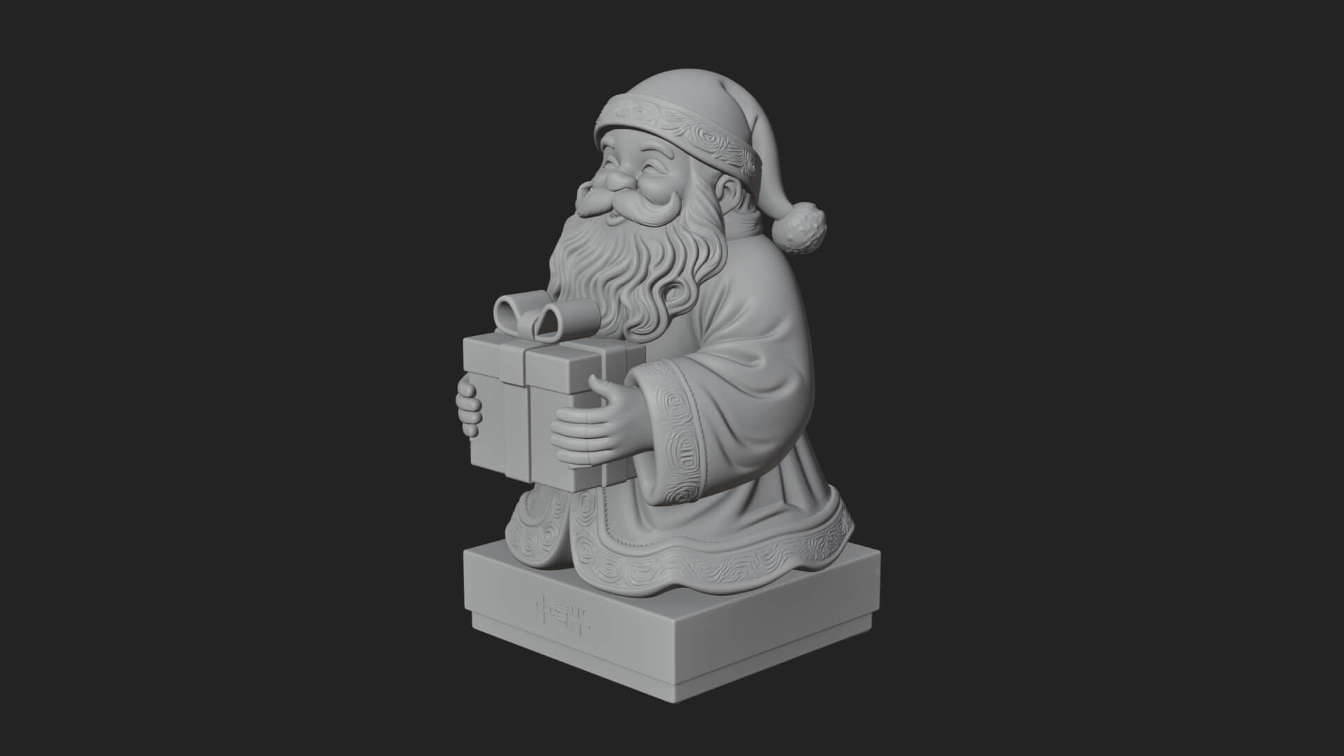 Gift Holding Santa Statue Design 2 3D Print Model 3D Model
