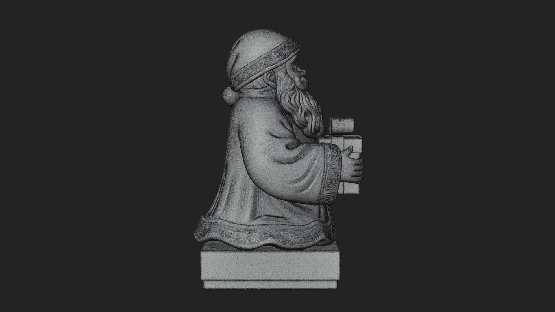 Gift Holding Santa Statue Design 2 3D Print Model 3D Model
