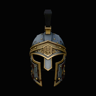 Gilded Greek Helmet Statue Design 2 3D Print Model