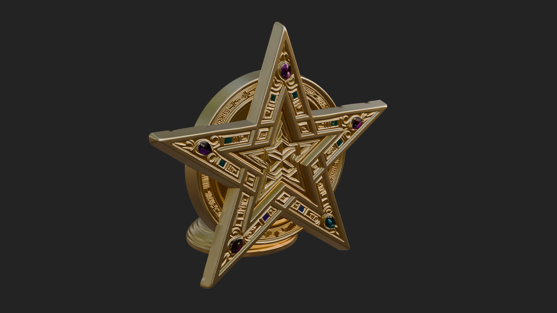 Gilded Pentagram Star Ornament Design 1 3D Print Model 3D Model