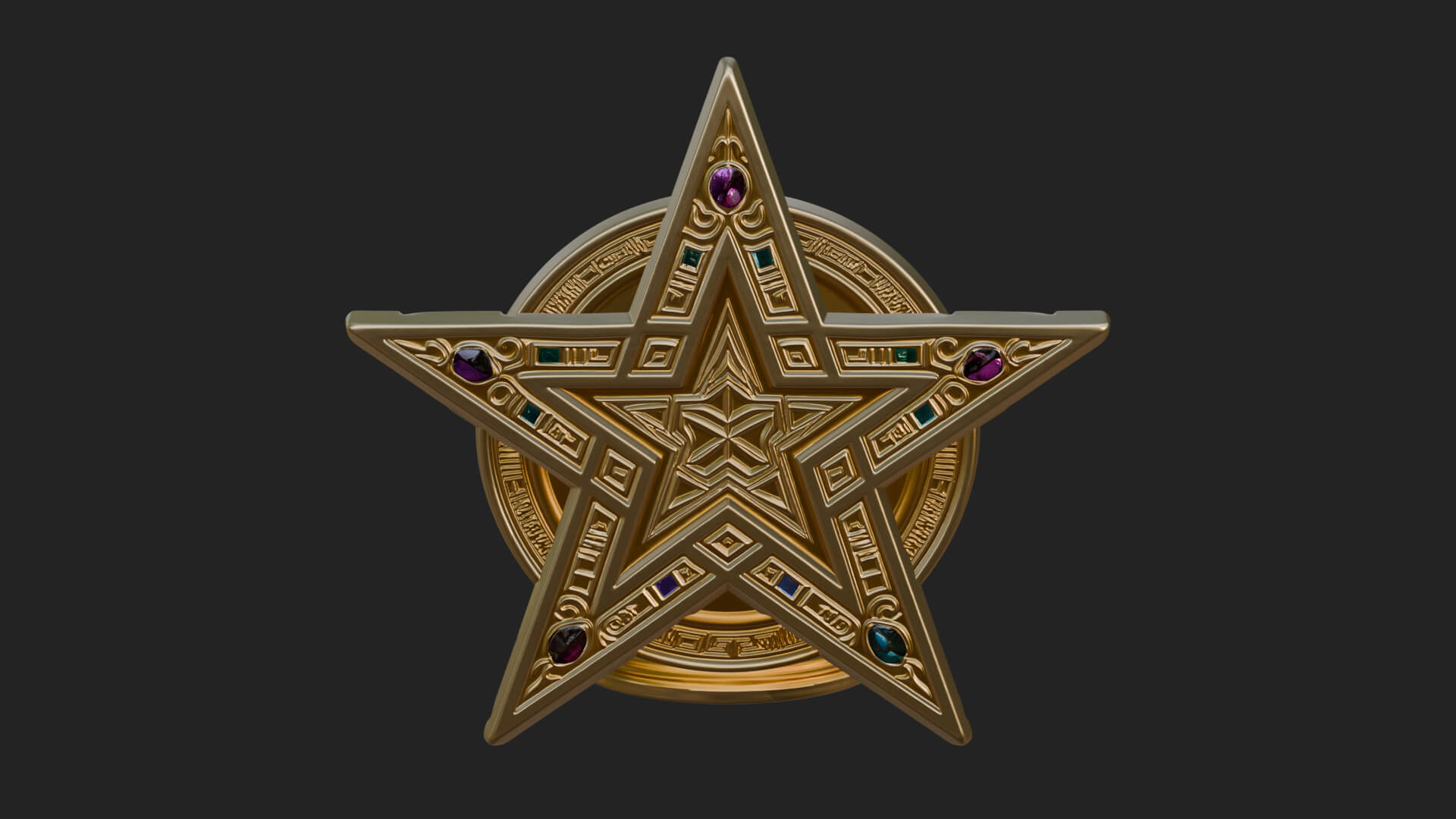 Gilded Pentagram Star Ornament Design 1 3D Print Model 3D Model