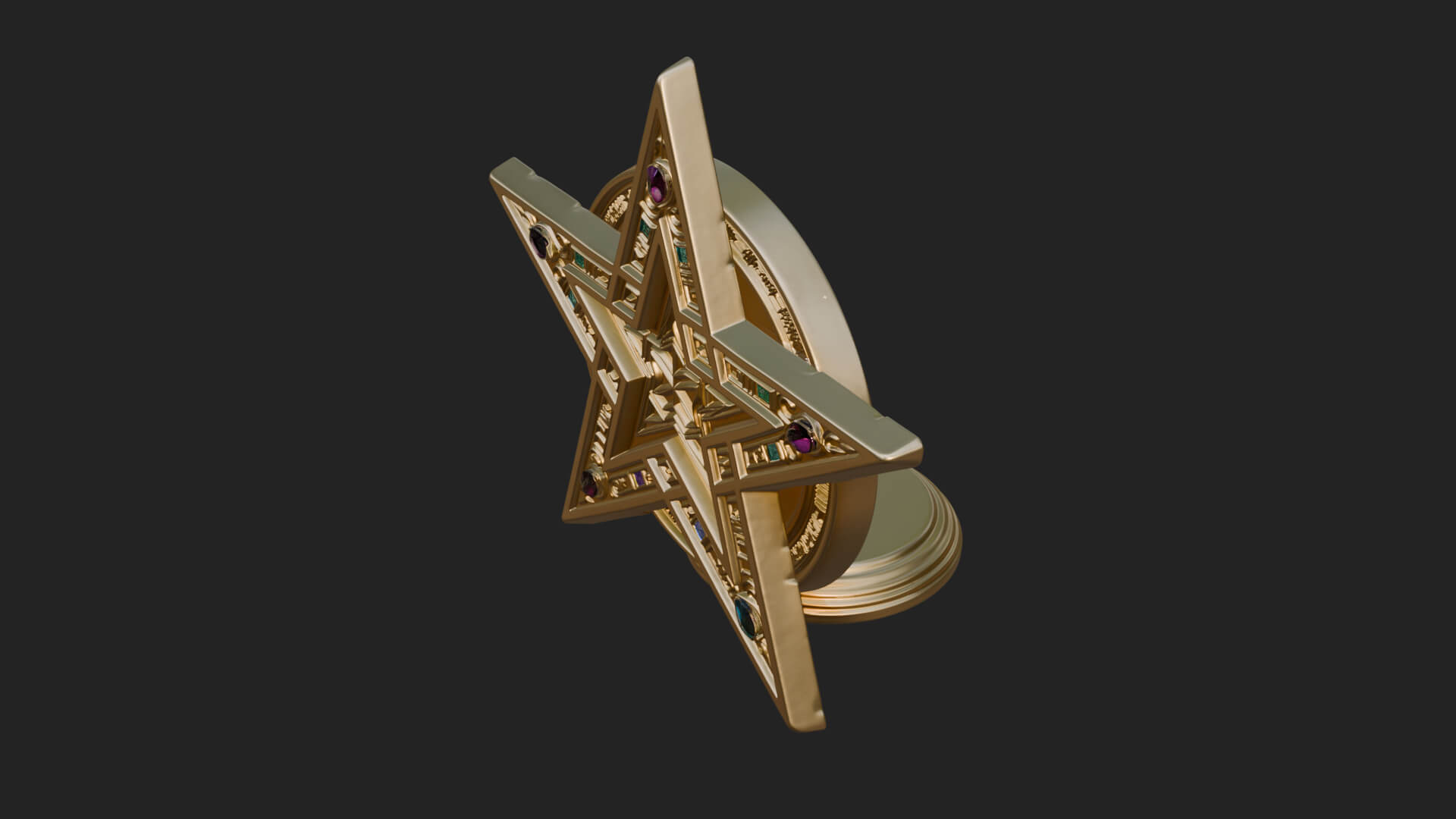 Gilded Pentagram Star Ornament Design 1 3D Print Model 3D Model