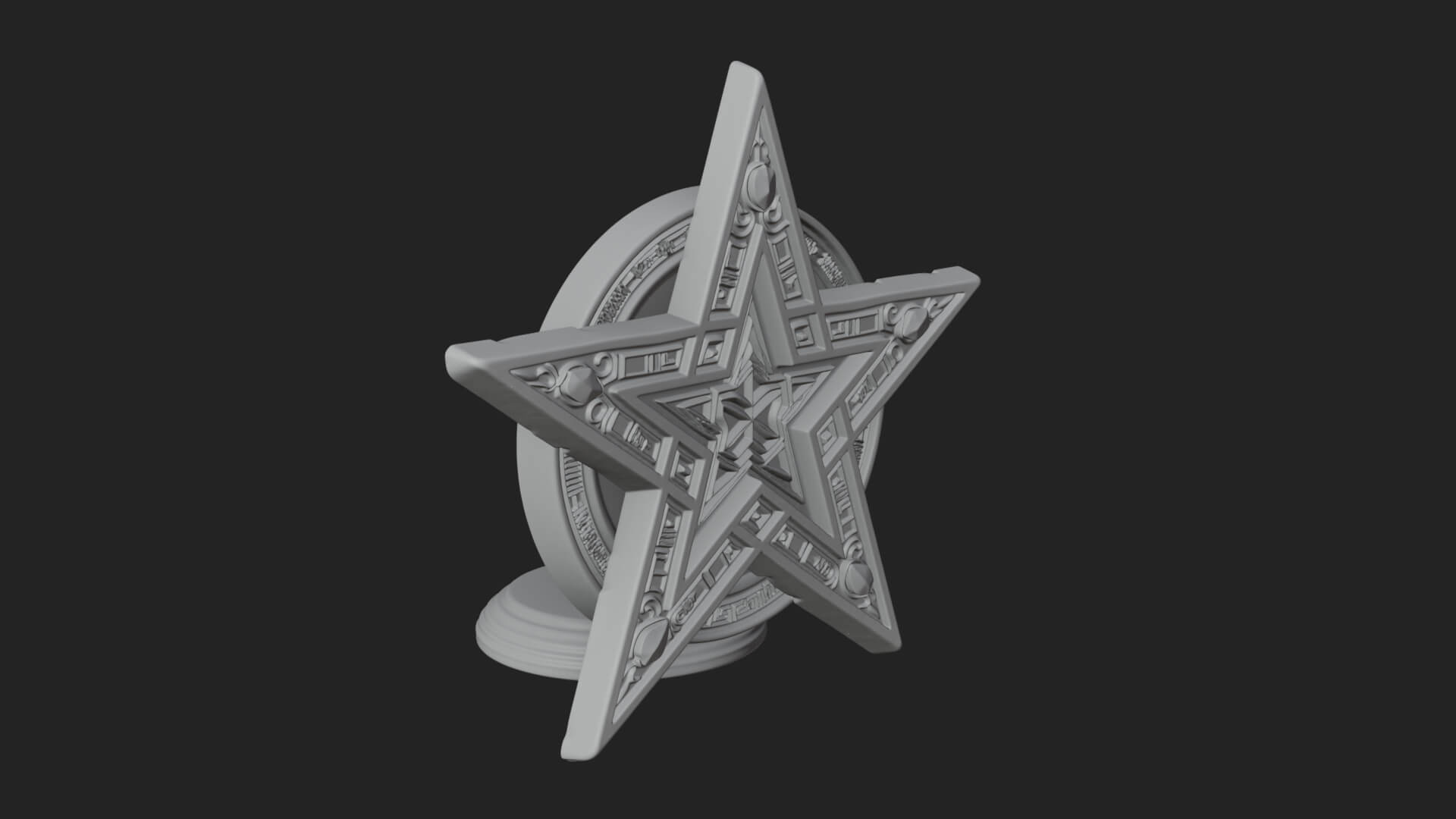 Gilded Pentagram Star Ornament Design 1 3D Print Model 3D Model