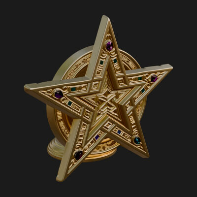 Gilded Pentagram Star Ornament Design 1 3D Print Model