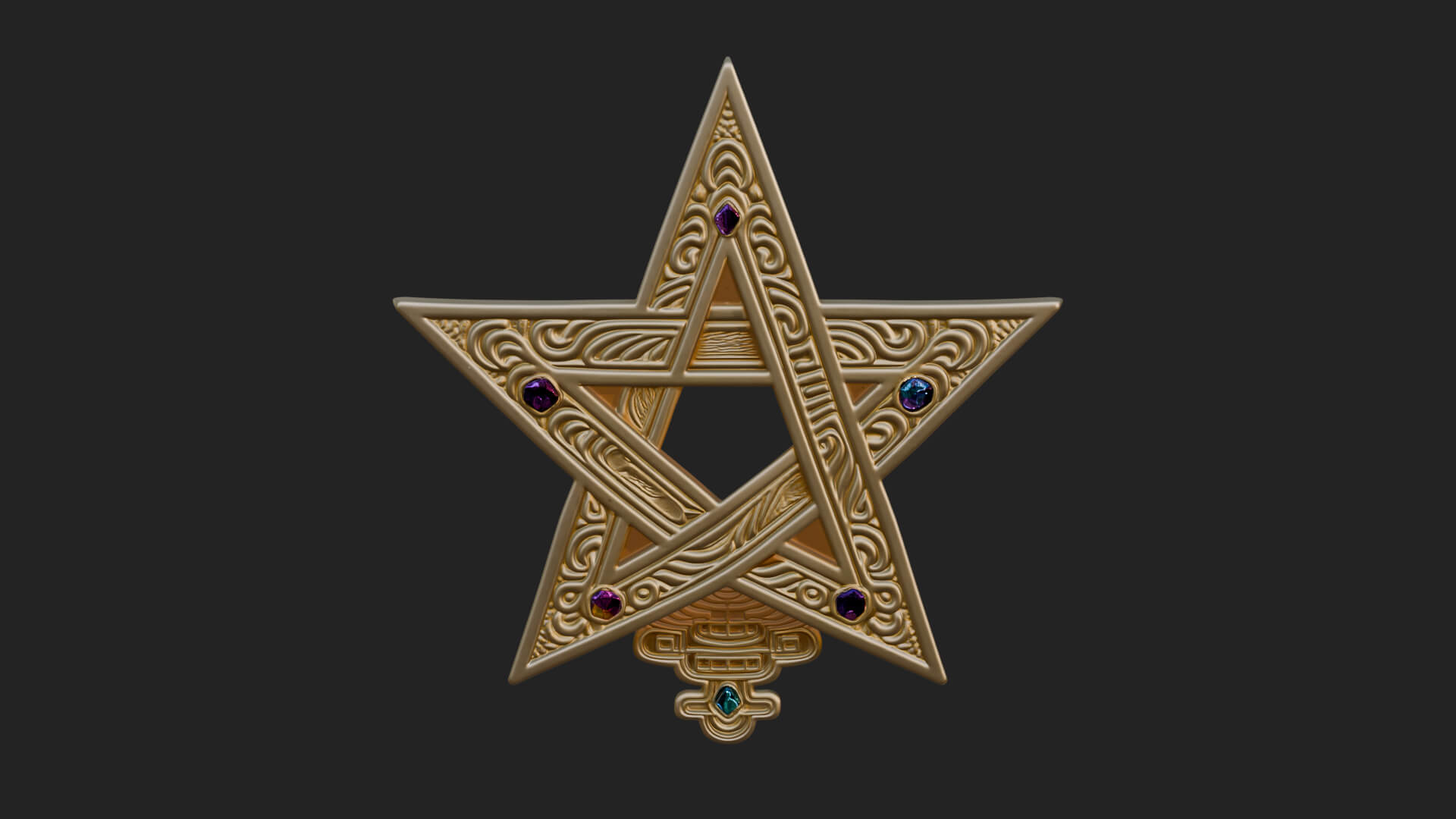 Gilded Pentagram Star Ornament Design 2 3D Print Model 3D Model