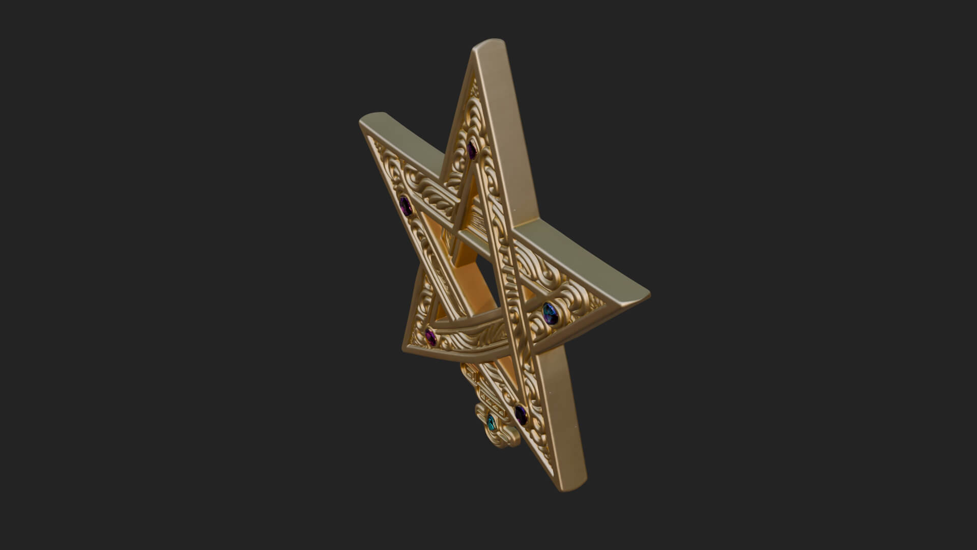 Gilded Pentagram Star Ornament Design 2 3D Print Model 3D Model