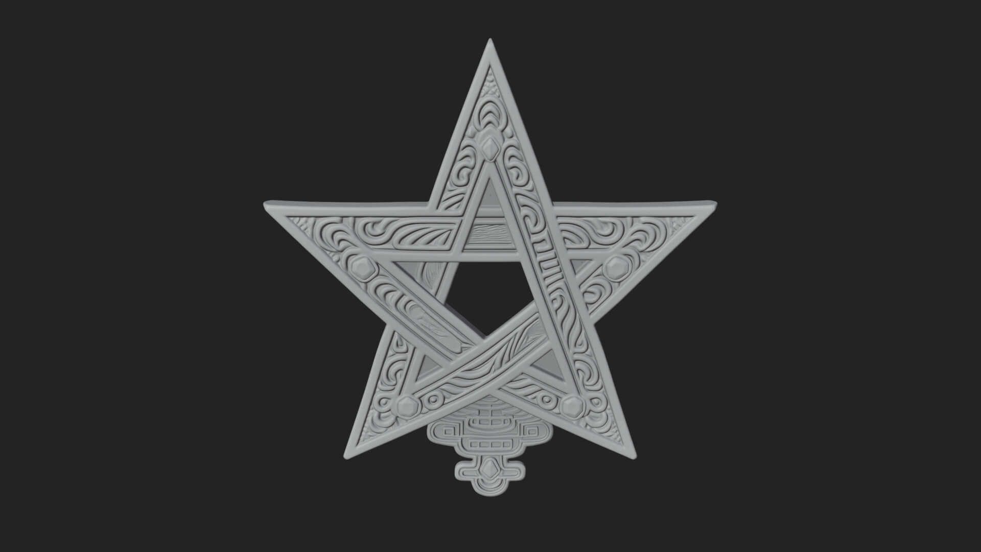 Gilded Pentagram Star Ornament Design 2 3D Print Model 3D Model