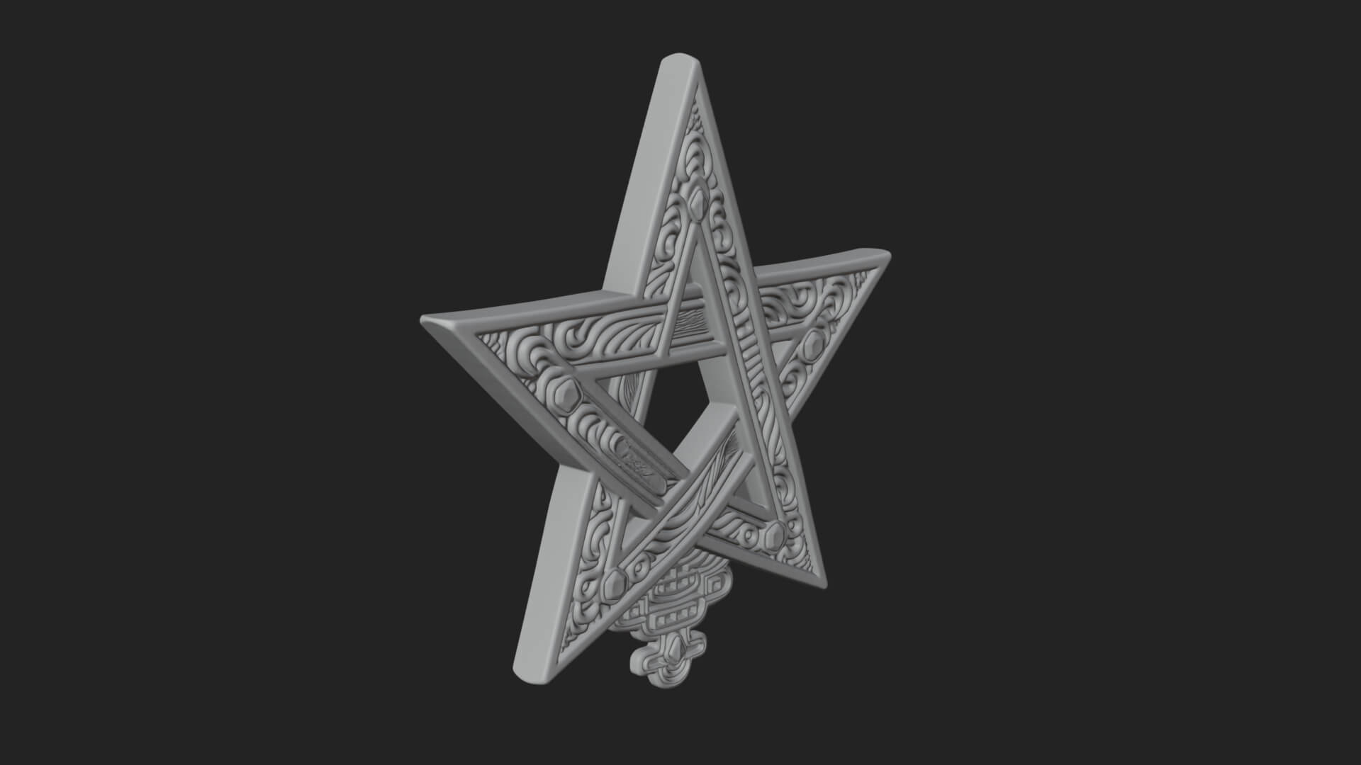 Gilded Pentagram Star Ornament Design 2 3D Print Model 3D Model