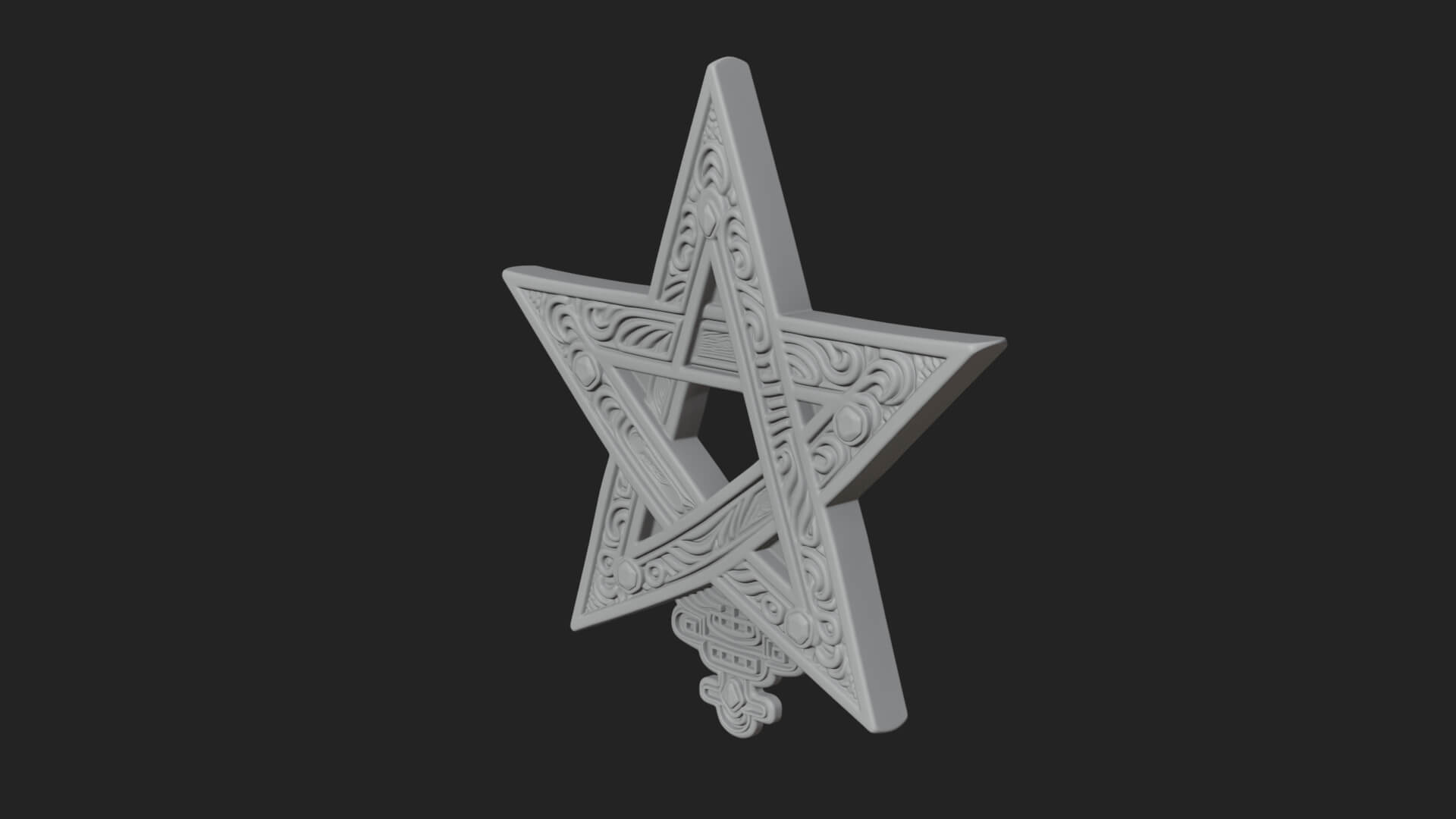 Gilded Pentagram Star Ornament Design 2 3D Print Model 3D Model