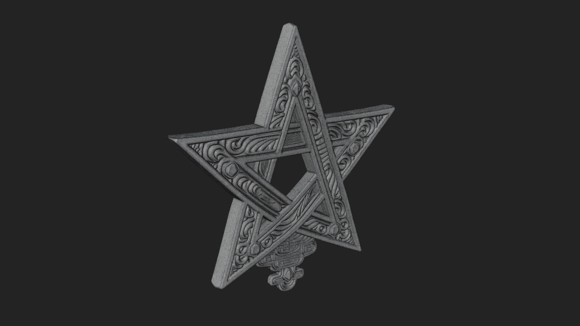 Gilded Pentagram Star Ornament Design 2 3D Print Model 3D Model