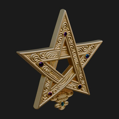 Gilded Pentagram Star Ornament Design 2 3D Print Model