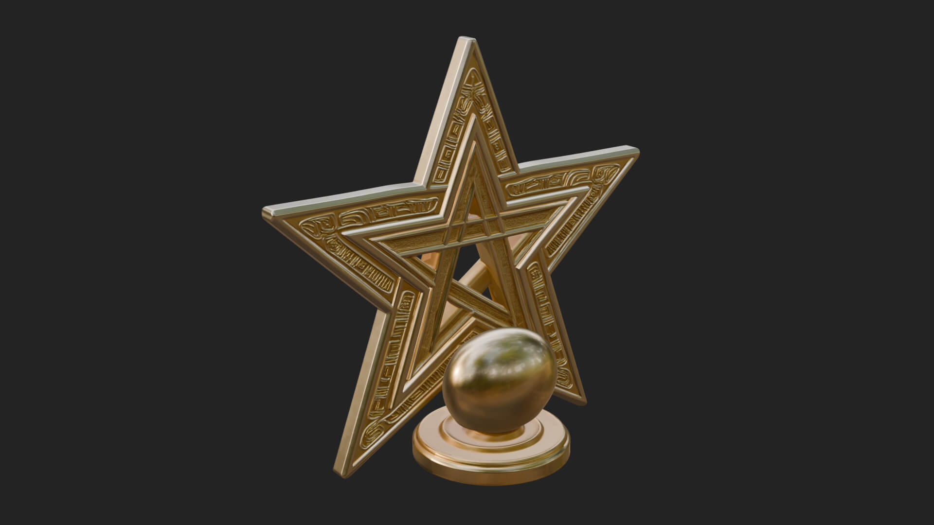 Gilded Pentagram Star Ornament Design 3 3D Print Model 3D Model