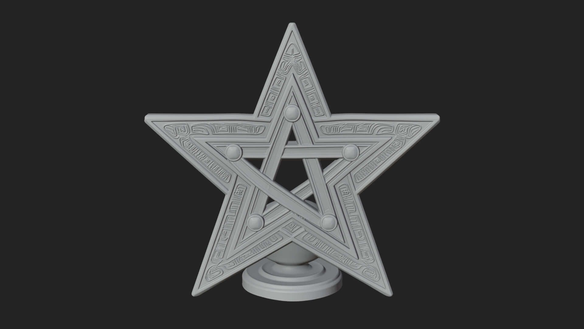 Gilded Pentagram Star Ornament Design 3 3D Print Model 3D Model