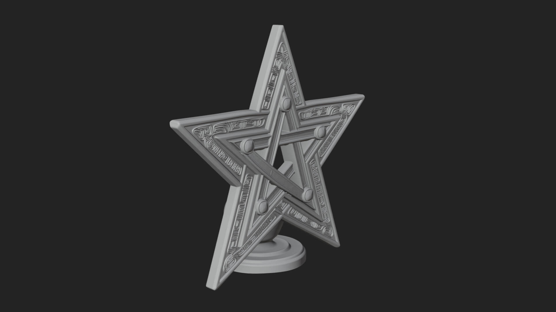 Gilded Pentagram Star Ornament Design 3 3D Print Model 3D Model