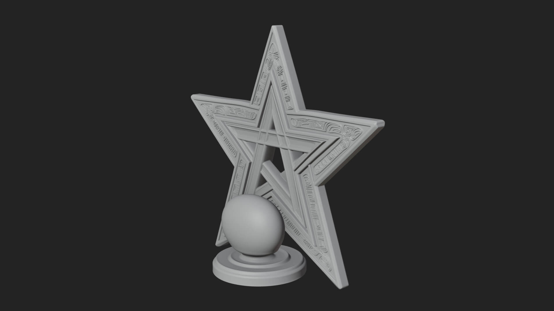 Gilded Pentagram Star Ornament Design 3 3D Print Model 3D Model