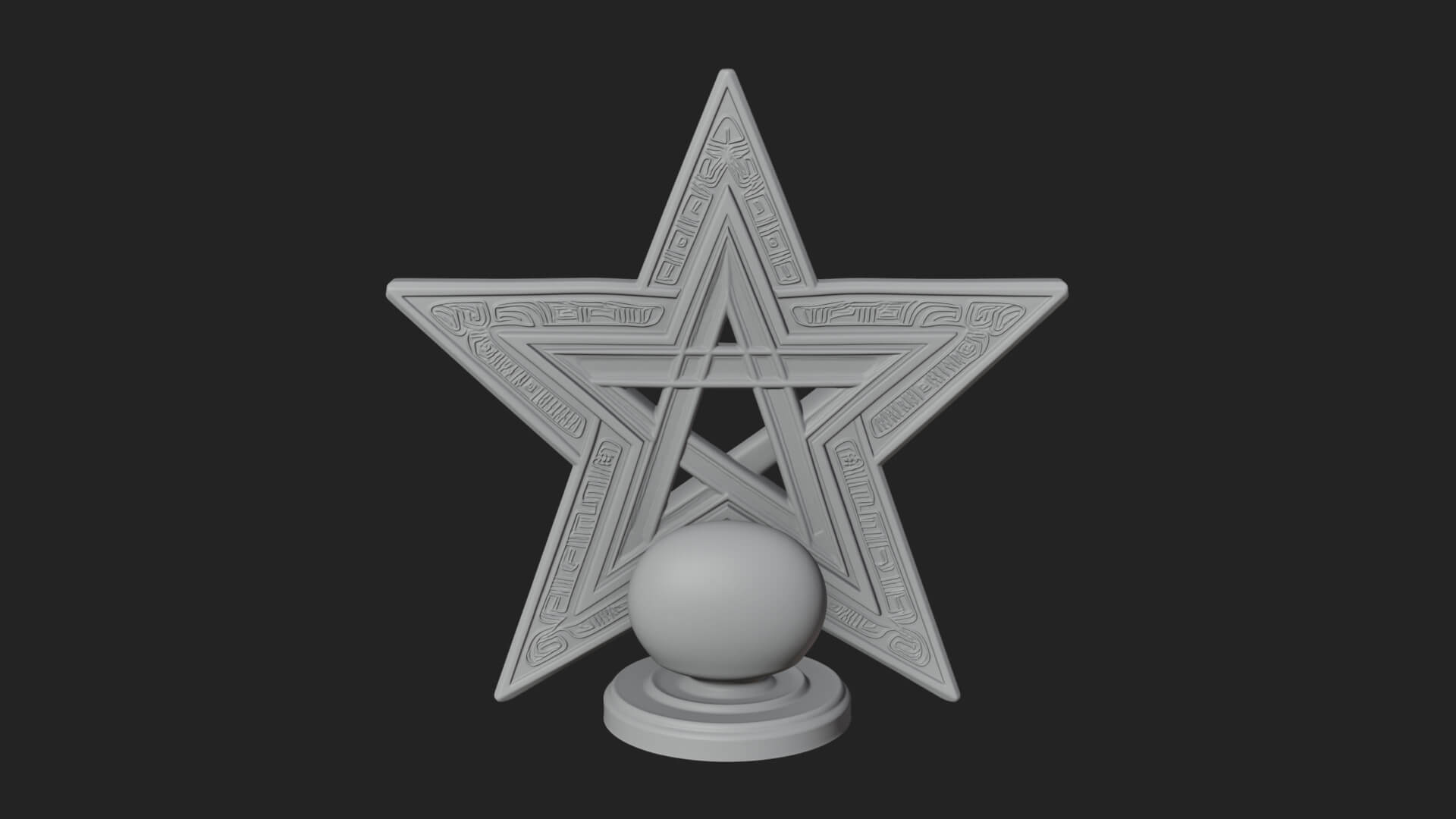 Gilded Pentagram Star Ornament Design 3 3D Print Model 3D Model