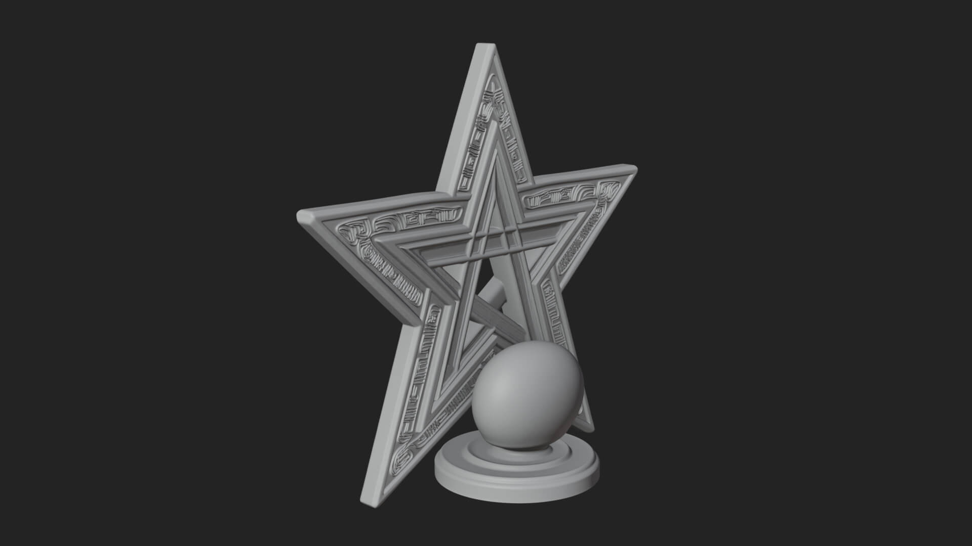 Gilded Pentagram Star Ornament Design 3 3D Print Model 3D Model