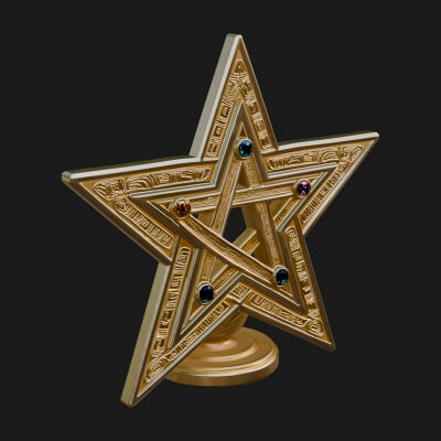 Gilded Pentagram Star Ornament Design 3 3D Print Model