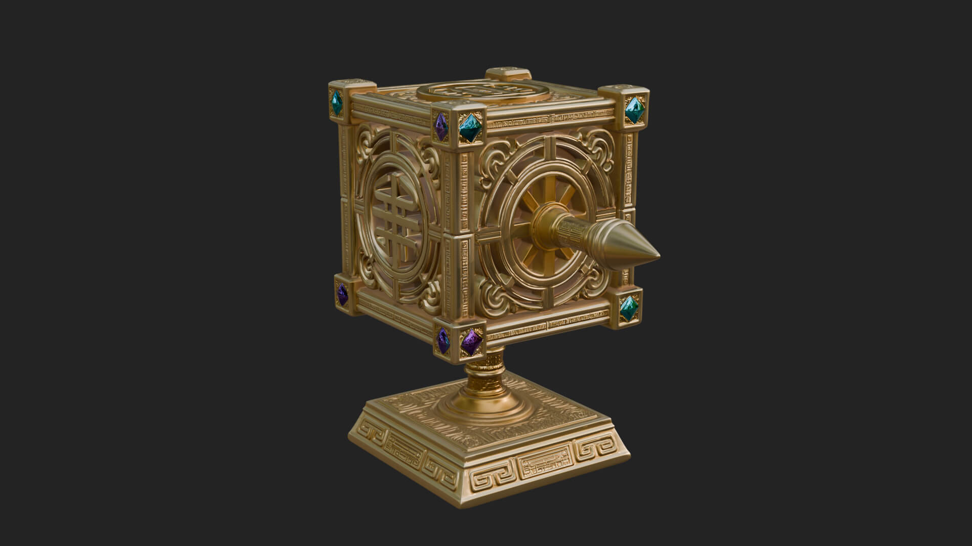 Gilded Prayer Wheel Model Design 1 3D Print Model 3D Model