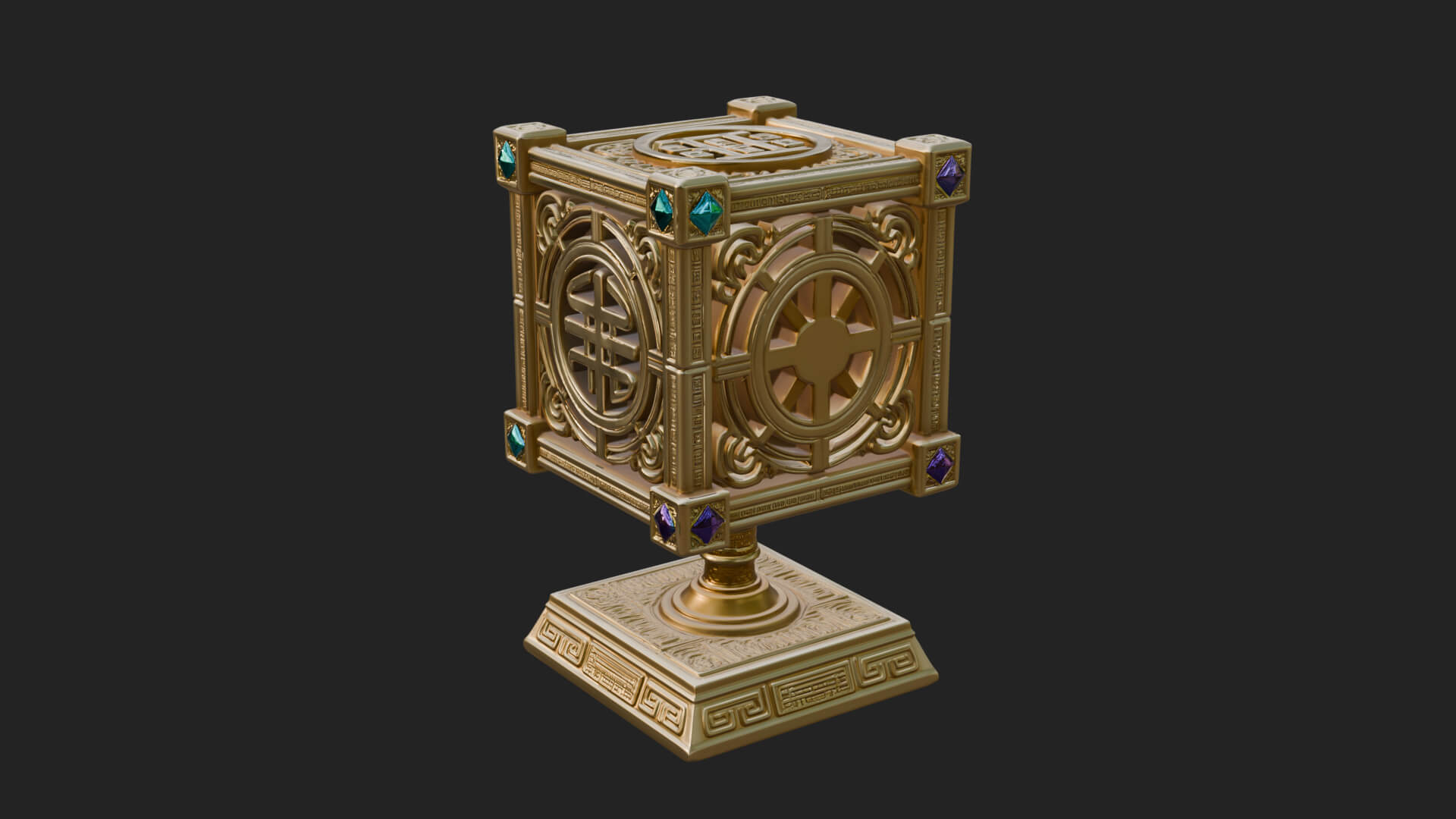 Gilded Prayer Wheel Model Design 1 3D Print Model 3D Model