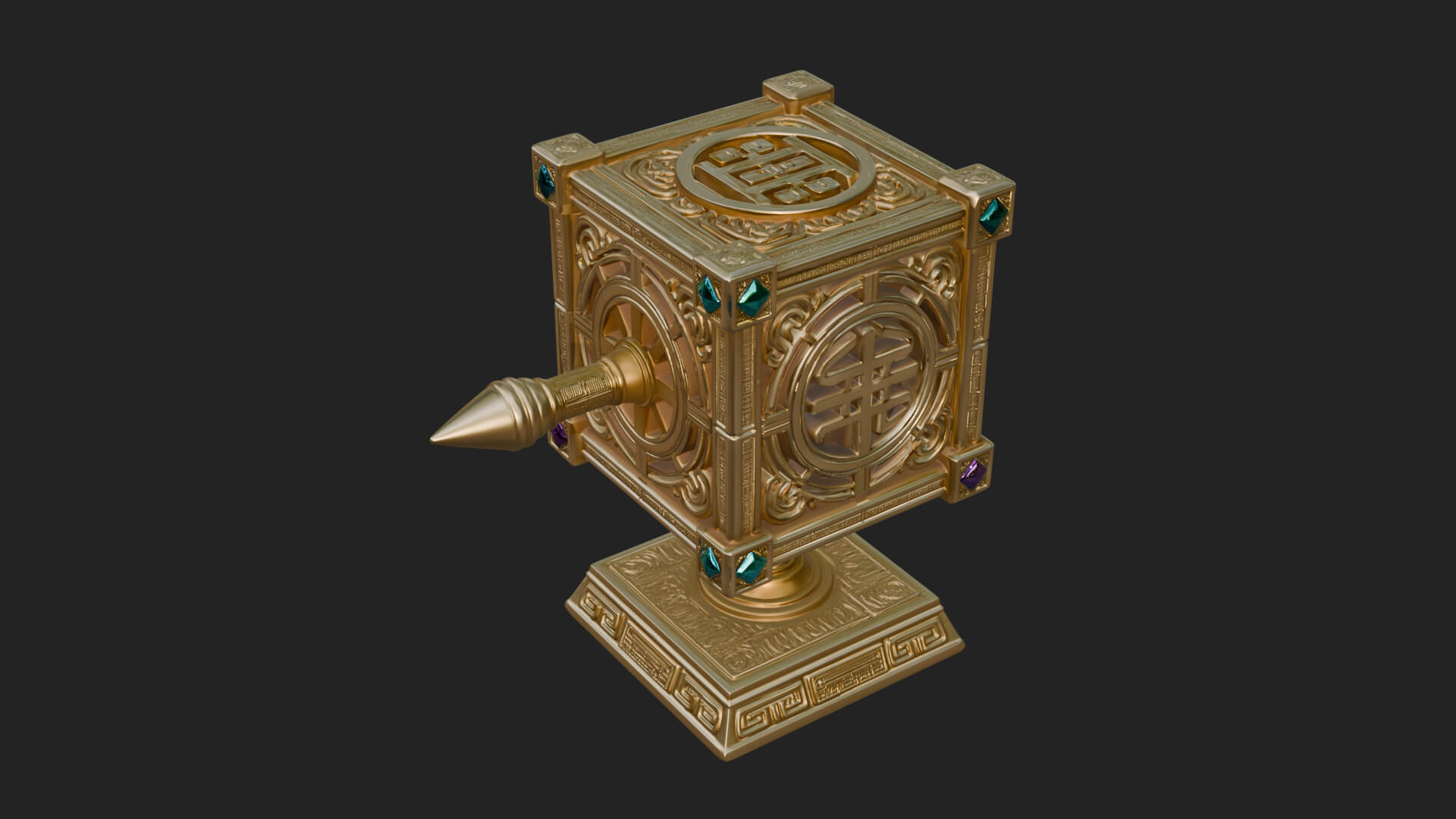 Gilded Prayer Wheel Model Design 1 3D Print Model 3D Model