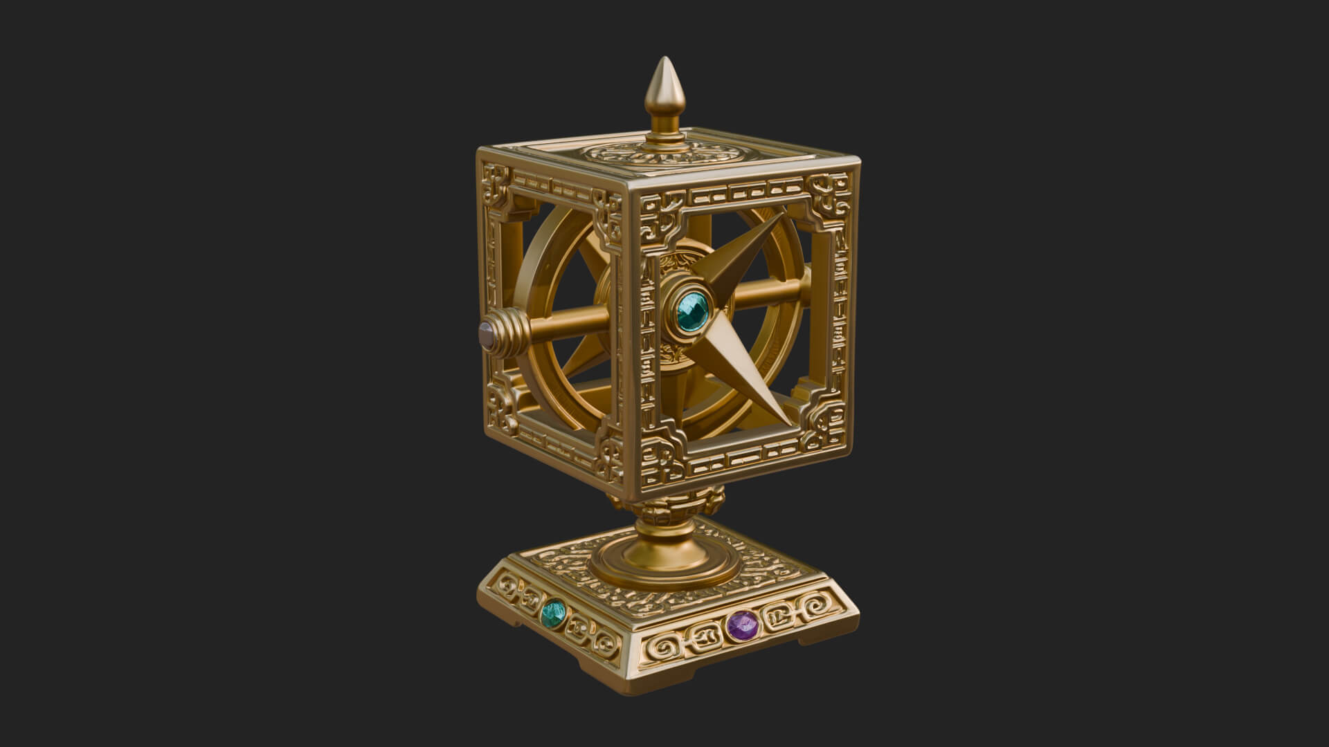 Gilded Prayer Wheel Model Design 2 3D Print Model 3D Model
