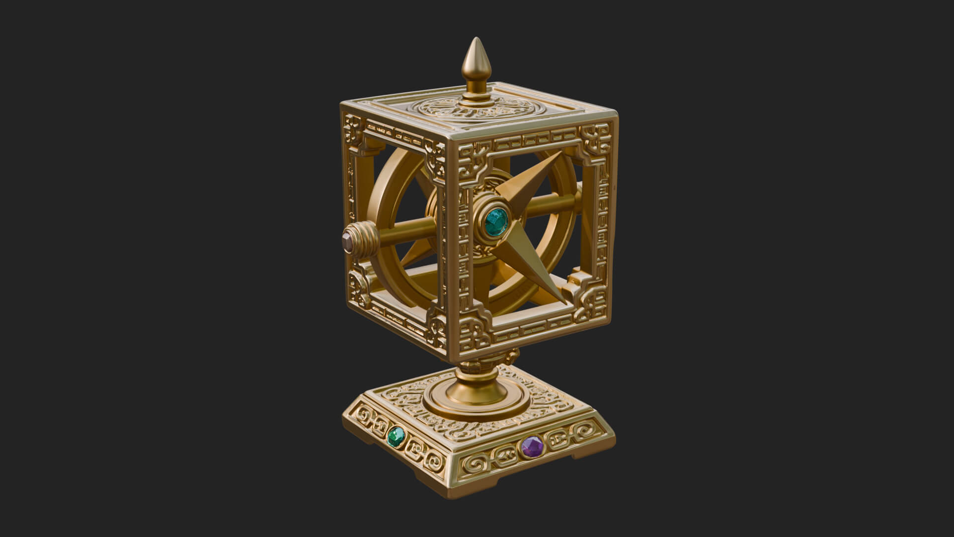 Gilded Prayer Wheel Model Design 2 3D Print Model 3D Model