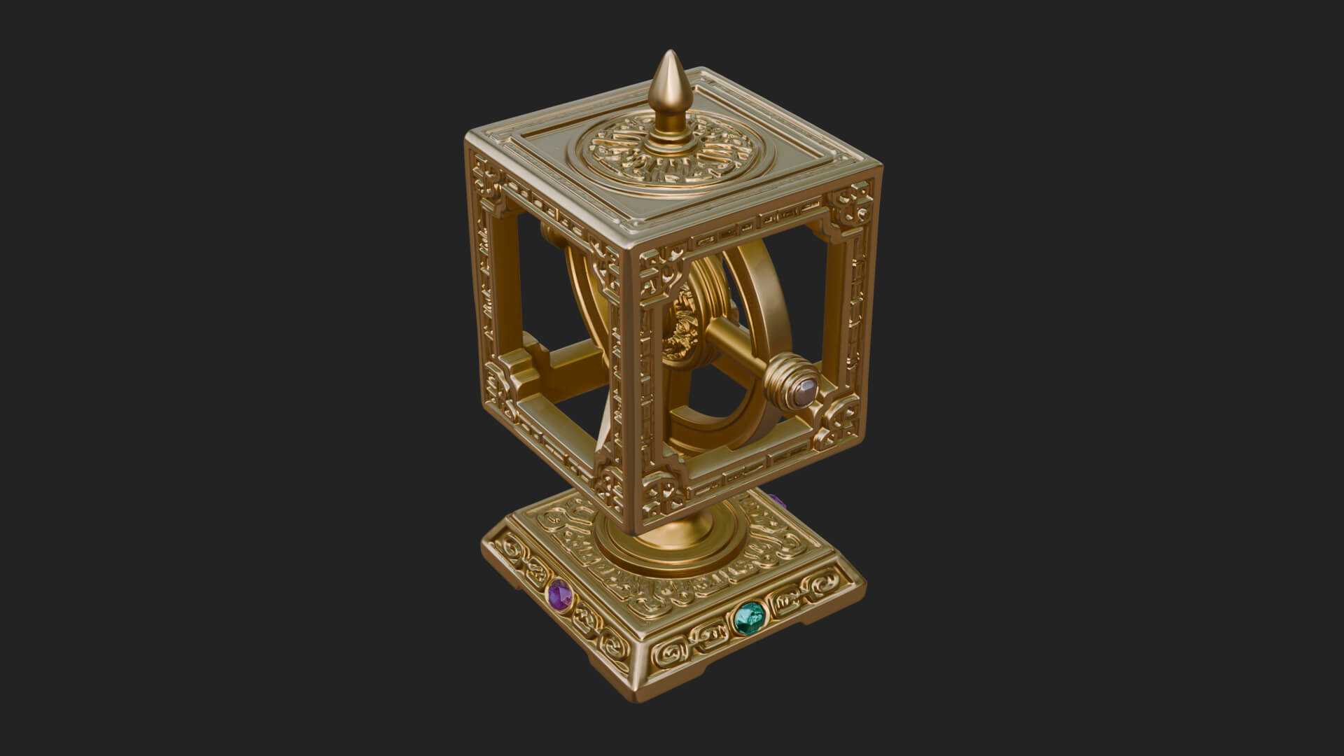 Gilded Prayer Wheel Model Design 2 3D Print Model 3D Model