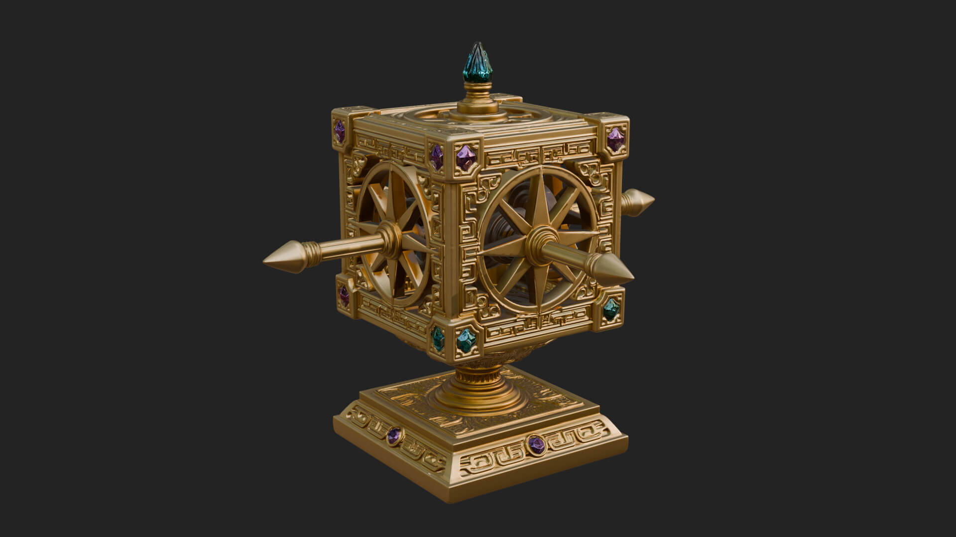 Gilded Prayer Wheel Model Design 3 3D Print Model 3D Model