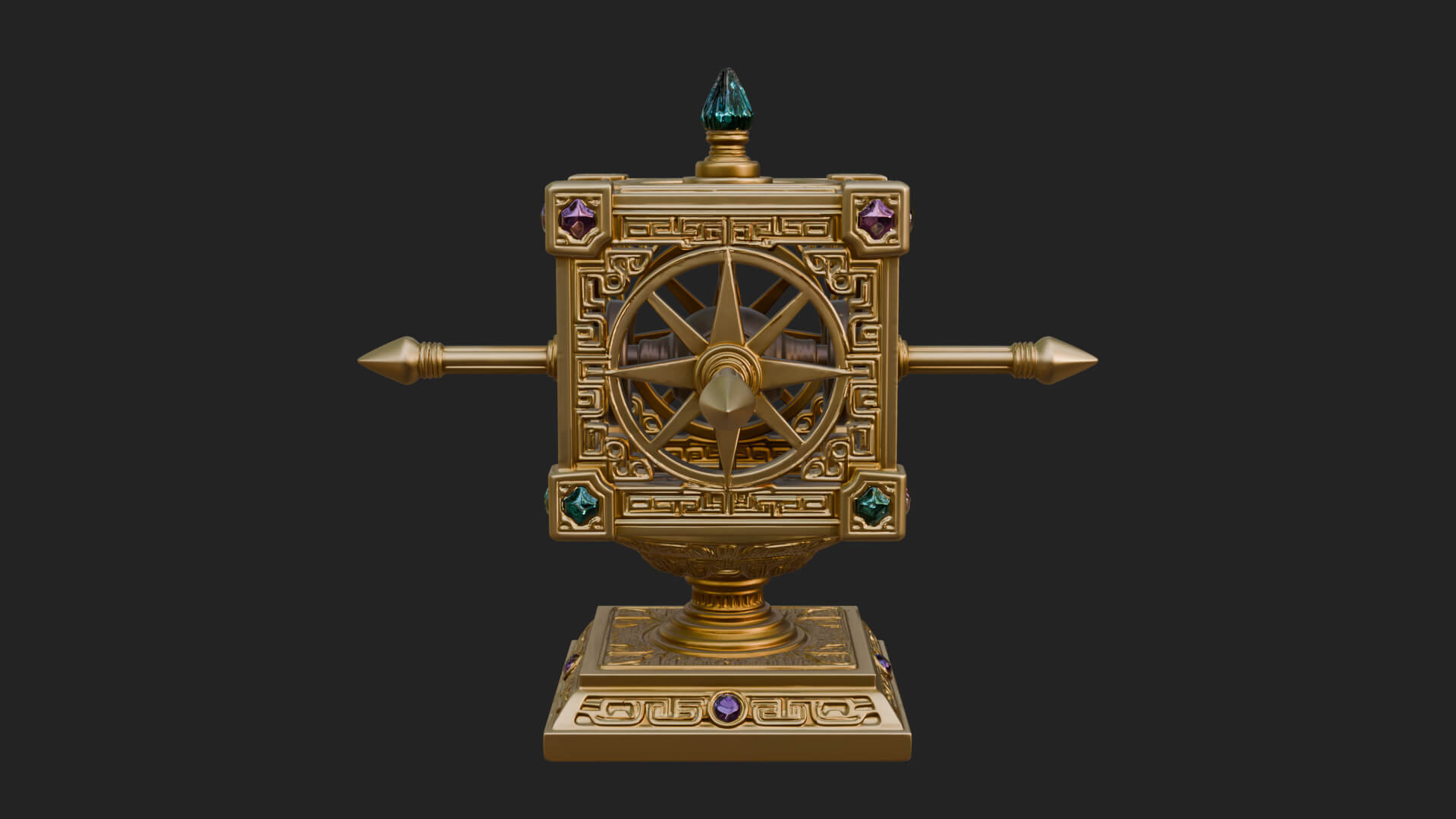 Gilded Prayer Wheel Model Design 3 3D Print Model 3D Model