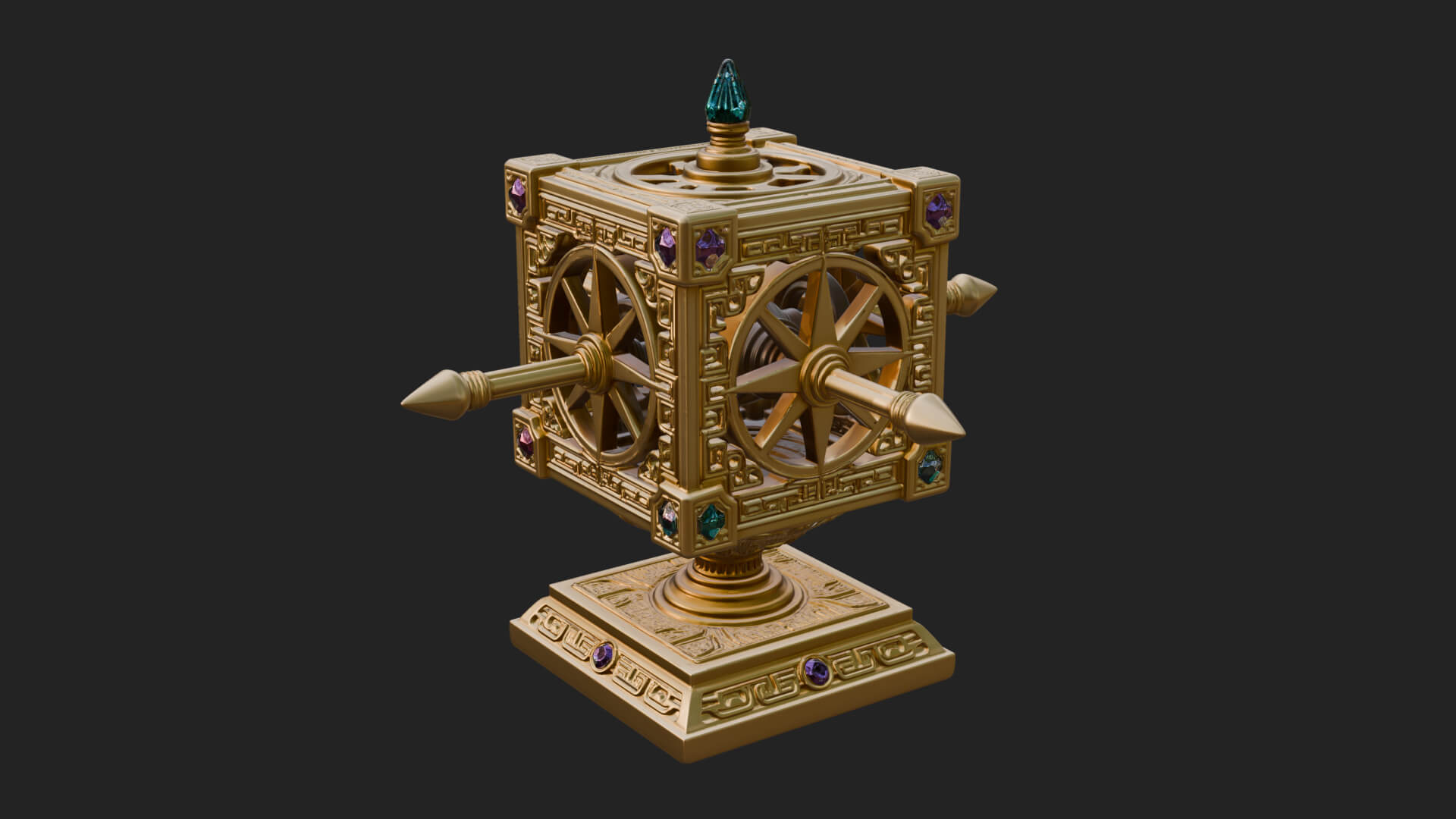 Gilded Prayer Wheel Model Design 3 3D Print Model 3D Model