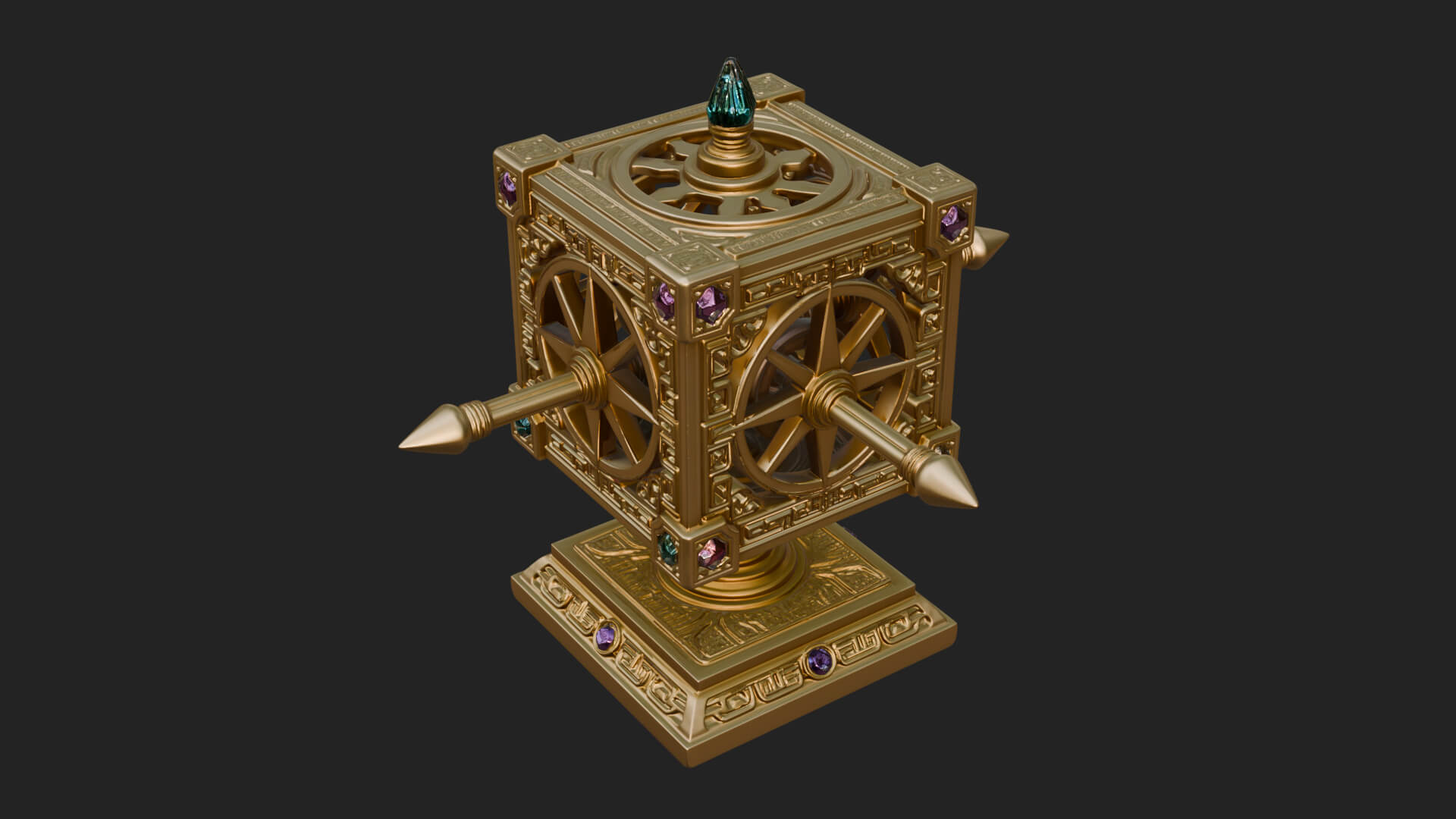 Gilded Prayer Wheel Model Design 3 3D Print Model 3D Model