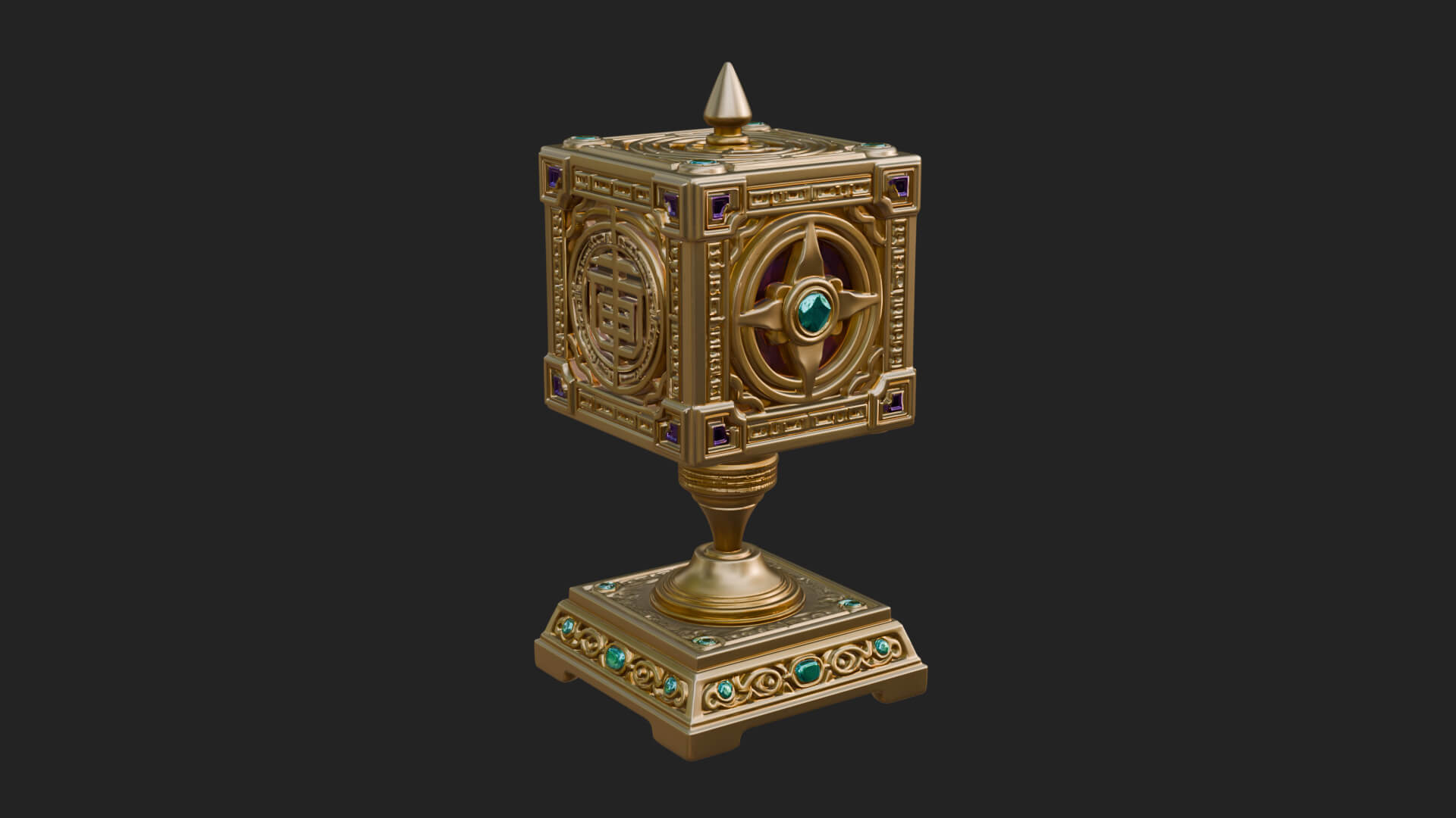 Gilded Prayer Wheel Model Design 4 3D Print Model 3D Model