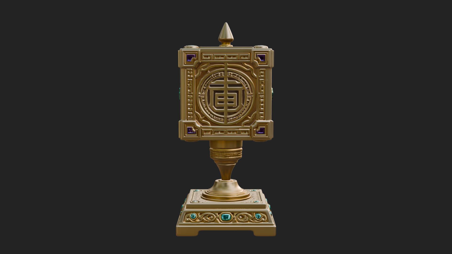 Gilded Prayer Wheel Model Design 4 3D Print Model 3D Model