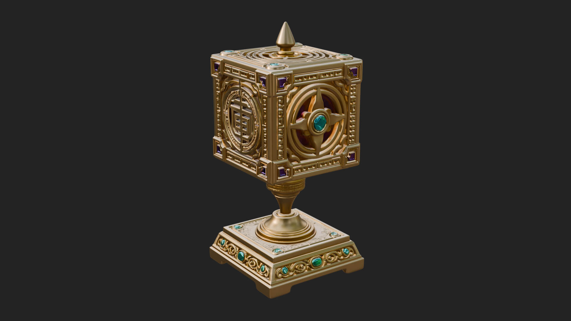 Gilded Prayer Wheel Model Design 4 3D Print Model 3D Model