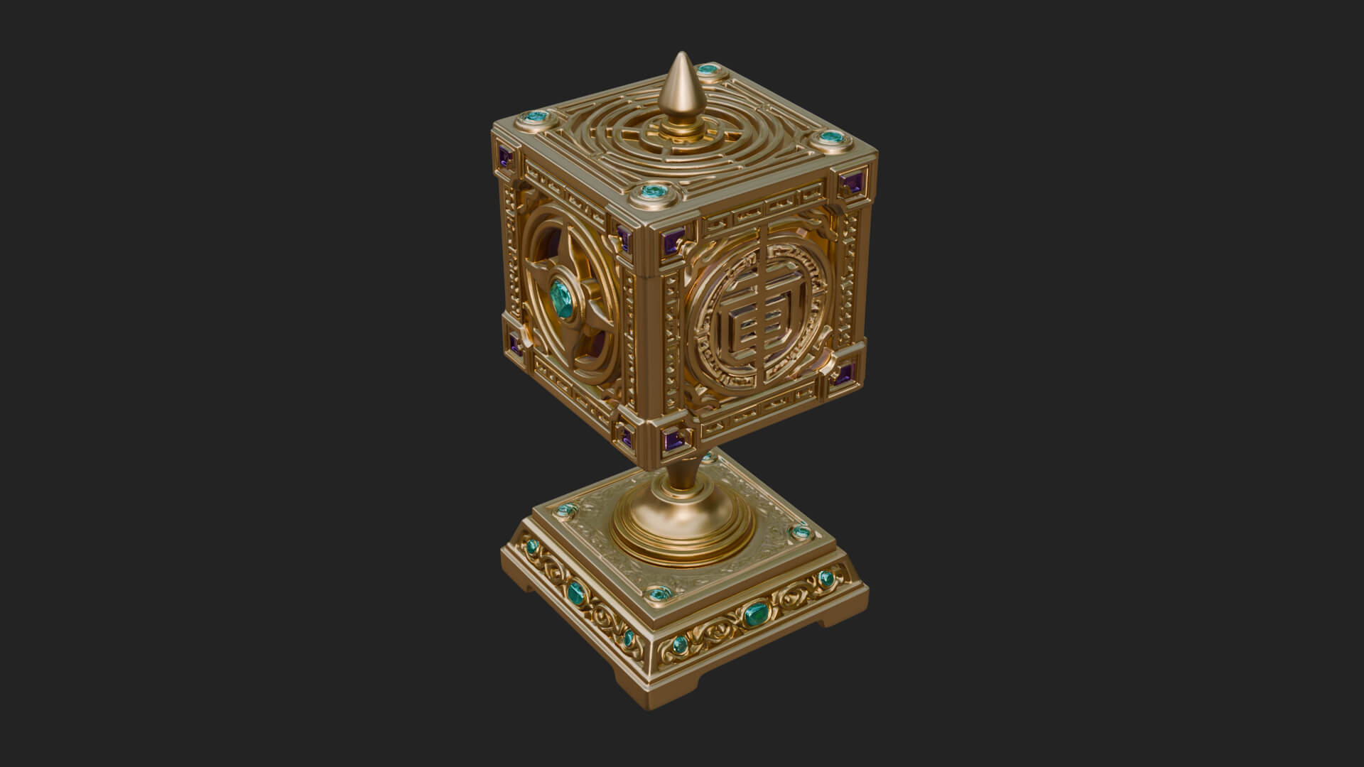 Gilded Prayer Wheel Model Design 4 3D Print Model 3D Model