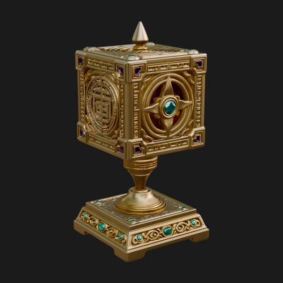Gilded Prayer Wheel Model Design 4 3D Print Model