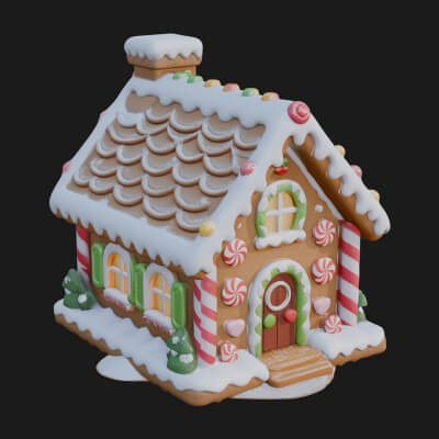 Gingerbread Candy House Design 1 3D Print Model
