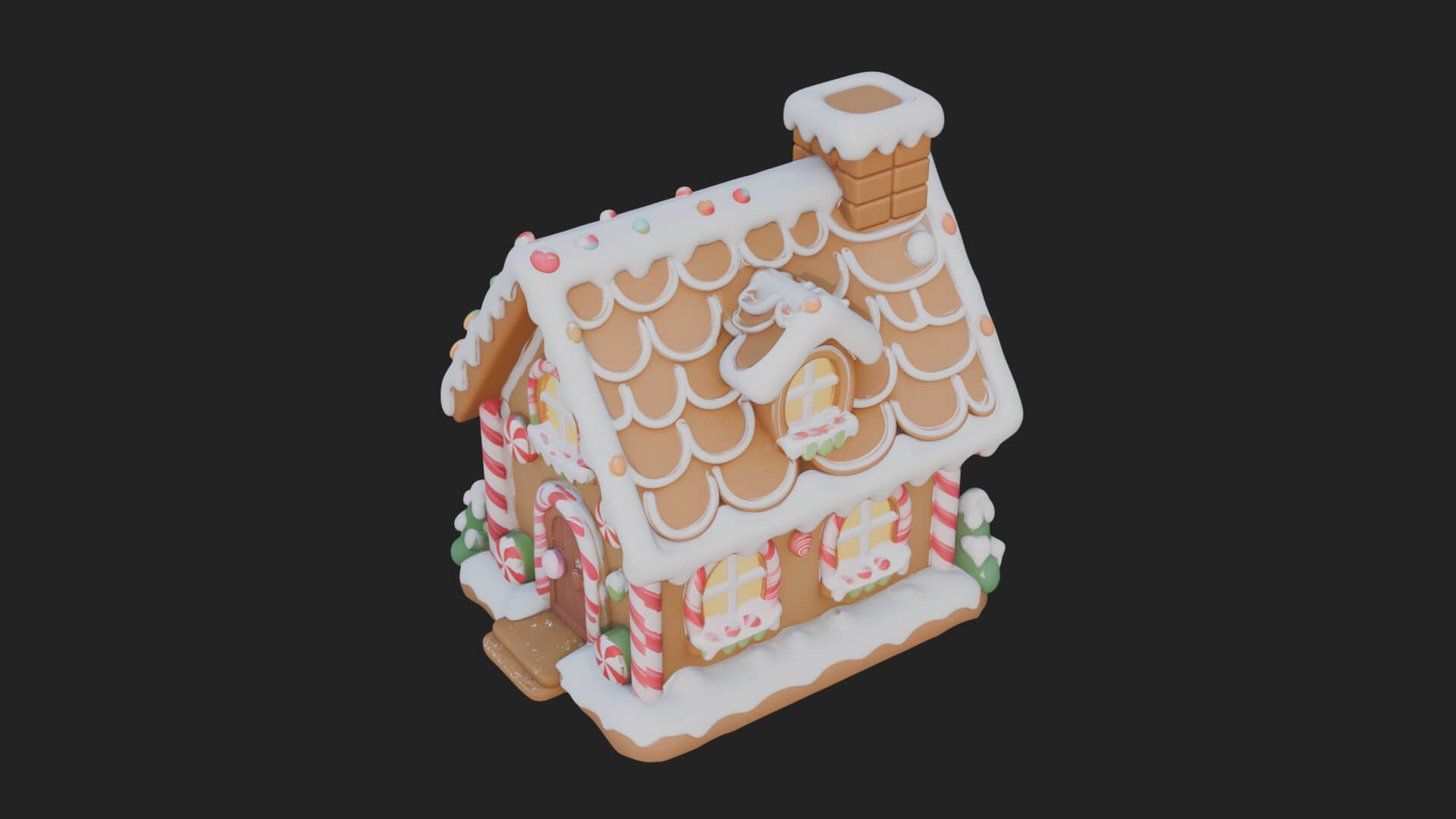 Gingerbread Candy House Design 3 3D Print Model 3D Model